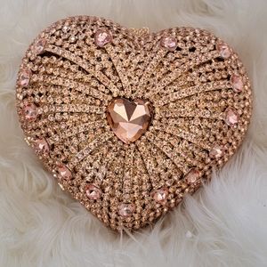 Rose gold heart crystal luxury purse/bag